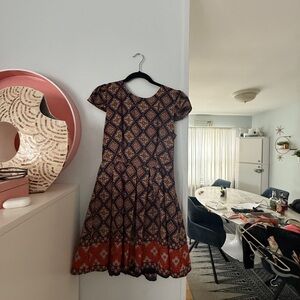 Alice Moon Geometric Midi Dress in Red and Black